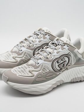 Size 12G 12.5 US Gucci Ripple Sneaker White Grey Mesh Sneakers GG